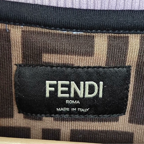 Authentic Fendi Men's Blue and Brown Logo Sweater - Picture 3 of 6